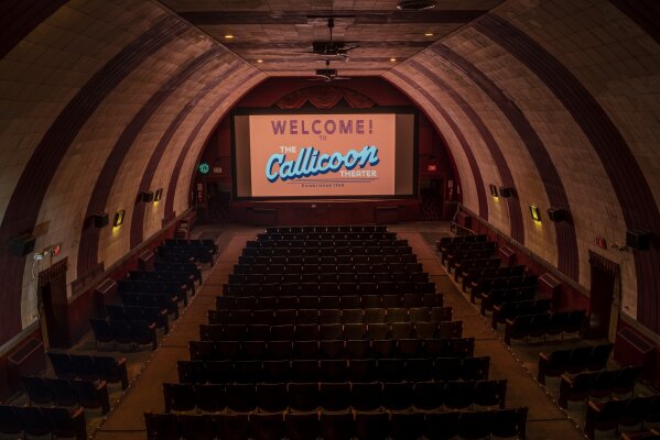 This July 25, 2019 photo released by the Sullivan Catskills Visitors Association shows the interior of the Callicoon Theater in Callicoon, N.Y. The Callicoon Theater is a single-screen cinema along the banks of the Delaware River in the Catskills, in rural upstate New York. It has an art-deco facade and 380 seats. Owner Kristina Smith says The Callicoon is more than a place to see “Frozen 2” or “Parasite.” It’s a meeting place, a Main Street fixture, a hearth. (Sullivan Catskills Visitors Association via AP)