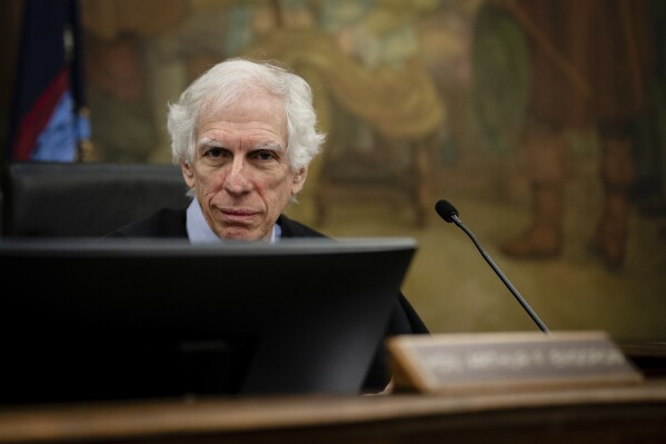 Justice Arthur Engoron presides over Donald Trump Jr.'s testimony in his family's civil fraud case at the New York State Supreme Court on Monday, Nov. 13, 2023 in New York. (Erin Schaf/Pool Photo via AP)