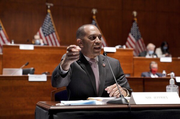 FILE - Rep. Hakeem Jeffries, D-N.Y., speaks during a House Judiciary Committee markup of the Justice in Policing Act of 2020 on Capitol Hill in Washington, June 17, 2020. (Greg Nash/Pool via AP, File)