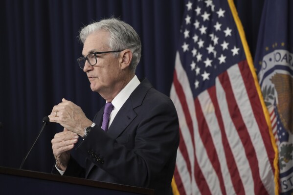 Federal Reserve Chairman Jerome Powell speaks during a news conference following the Federal Open Market Committee meeting, Wednesday, Sept. 20, 2023, in Washington. (AP Photo/Jacquelyn Martin)