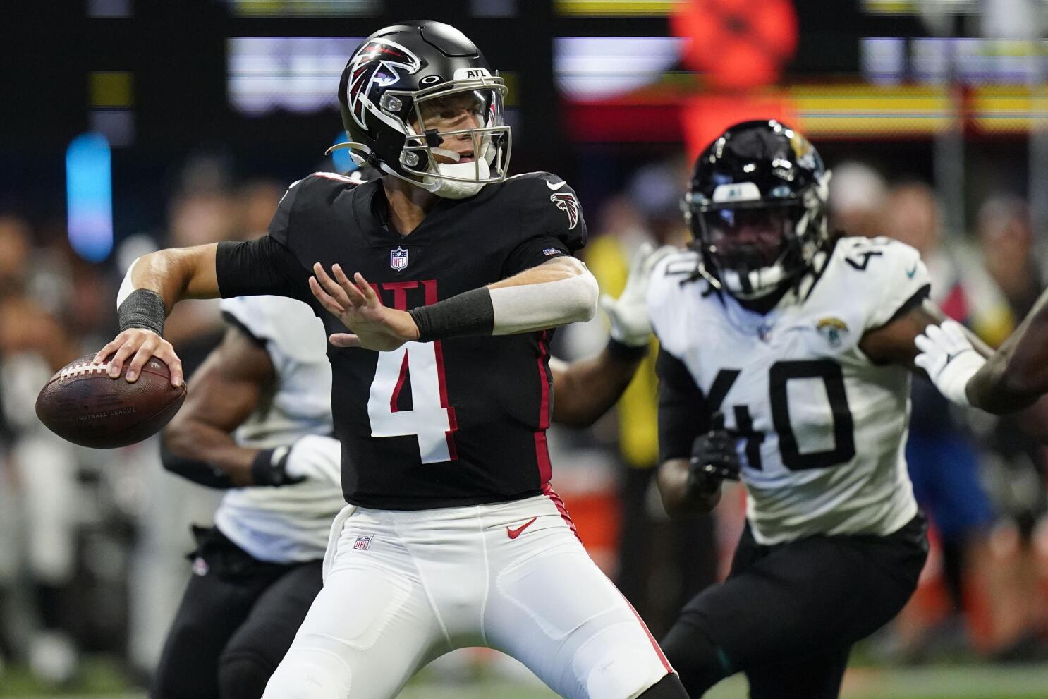 Atlanta Falcons linebacker Quinton Bell (56) looks on against the