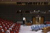 A general view shows an empty Security Council chamber, prior to a Security Council meeting to discuss the situation in the North Korea, at United Nations headquarters, Friday, March. 22, 2024. (AP Photo/Yuki Iwamura)