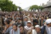 Houthi supporters chant slogans as they attend a rally marking eight years for a Saudi-led coalition, on March 26, 2023, in Sanaa, Yemen. (AP Photo/Hani Mohammed)