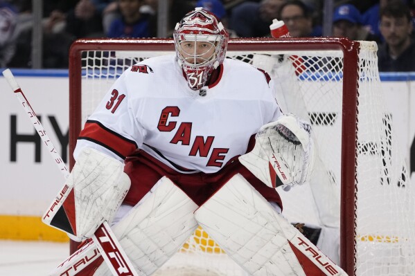 Hurricanes goalie Frederik Andersen is out indefinitely because of a blood  clotting issue | AP News