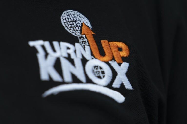 The logo for Turn Up Knox is seen Thursday, Aug. 3, 2023 in Knoxville, Tenn. (AP Photo/George Walker IV)