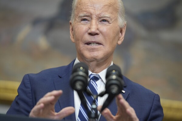 President Joe Biden delivers remarks on the death of Russian opposition leader Alexei Navalny, in the Roosevelt Room of the White House, Friday, Feb. 16, 2024, in Washington. (AP Photo/Evan Vucci)