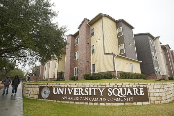 FILE - University Square at the Prairie View A&M University is shown Thursday, Feb. 21, 2019, in Prairie View, Texas.  Congressional leaders are drawing attention to state funding disparities for historically Black colleges and universities in the country’s land grant university system, urging statehouses to close those gaps in their current and upcoming legislative sessions, according to a letter sent Wednesday, Feb. 23, 2022  to state leaders and lawmakers.  (Melissa Phillip/Houston Chronicle via AP)