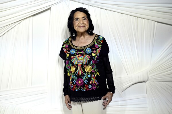 Honoree Dolores Huerta attends The Albies hosted by the Clooney Foundation for Justice at the New York Public Library on Thursday, Sept. 26, 2024, in New York. (Photo by Evan Agostini/Invision/AP, file)