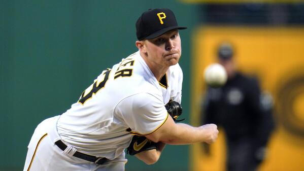 Pittsburgh Pirates' Oneil Cruz, making his Major League debut, collects  himself between pitches during a seventh inning at-bat against Cincinnati  Reds relief pitcher Luis Cessa during a baseball game in Pittsburgh,  Saturday