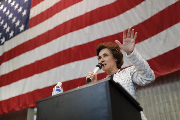 FILE - Sen. Jacky Rosen, D-Nev., speaks at the Battle Born Progress Progressive Summit, Saturday, Jan. 12, 2019, in North Las Vegas, Nev. Rosen, a Democrat from Nevada who steered a moderate path during her first term in the chamber, announced Wednesday, April 5, 2023, that she will seek reelection in the perennial battleground state. (AP Photo/John Locher, File)