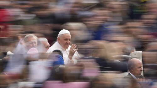 FILE - Pope Francis arrives for his weekly general audience in St. Peter's Square at The Vatican, March 8, 2023. Pope Francis travels to the periphery of Roman Catholicism this summer when he becomes the first pontiff to visit Mongolia, a central Asian nation squeezed between Russia and China with just 1,500 Catholics. The Sept. 1-4 schedule released on Thursday, July 6, 2023, is light by papal standards, and includes a full day of rest upon arrival, which appears to be a concession to the 86-year-old pope’s recent health issues. (AP Photo/Andrew Medichini, File)