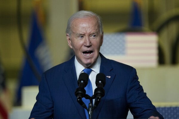 President Joe Biden delivers remarks on his "Investing in America agenda" at Gateway Technical College, Wednesday, May 8, 2024, in Sturtevant, Wis. (AP Photo/Morry Gash)