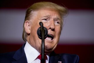 President Donald Trump speaks at a rally at BancorpSouth Arena in Tupelo, Miss., Friday, Nov. 1, 2019. (AP Photo/Andrew Harnik)