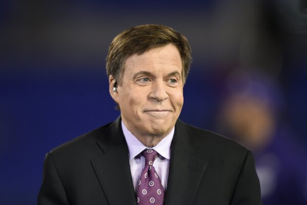 
              FILE - In this Nov. 10, 2016, file photo, NBC sportscaster Bob Costas appears before an NFL football game between the Baltimore Ravens and the Cleveland Browns, in Baltimore. NBC Sports said Wednesday, Jan. 16, 2019, that Costas parted ways with his longtime employer, providing no further details. (AP Photo/Gail Burton, File)
            