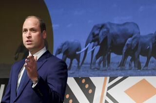 FILE - Britain's Prince William delivers a speech at the Tusk Conservation Awards in London, Nov. 22, 2021. Britain's Prince William has on Thursday, Jan. 6 appealed for innovators around the world to submit nominations for his Earthshot Prize, a competition aimed at finding new ways to tackle climate change. William and his charity, The Royal Foundation, launched the prize in 2020 inspired by U.S. President John F. Kennedy’s 1962 “Moonshot” speech that challenged Americans to go to the moon by the end of the decade. (Toby Melville/Pool via AP, file)