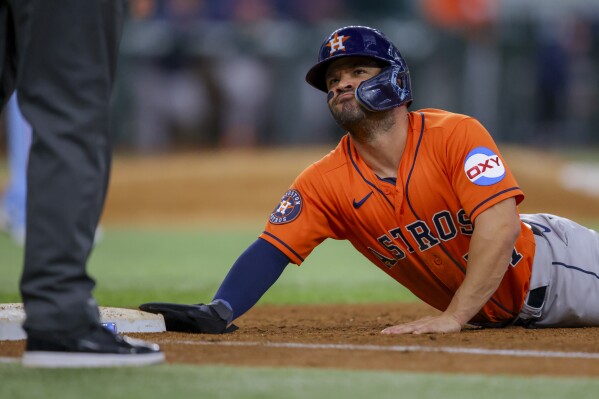 Astros celebrate 5-3 victory over rival Rangers