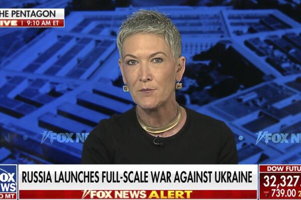 This image from video released by Fox News shows correspondent Jennifer Griffin reporting on crisis in Ukraine. Griffin, who has reported for Fox News Channel since 1996, has attracted attention for publicly correcting or contradicting several Fox hosts and analysts in the past two weeks. (Fox News via AP)