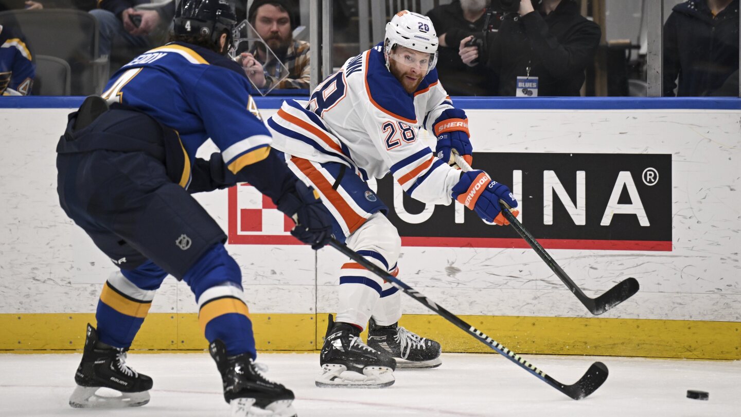 Oilers rally past Blues 3-2 in OT