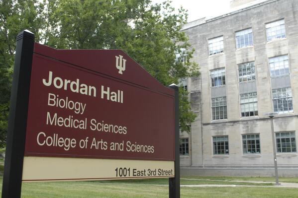 FILE - In this June 16, 2020 file photo shows Jordan Hall on the Indiana University in Bloomington, Ind. A federal appeals court ruling Monday, Aug. 2, 2021, will allow Indiana University to go ahead with its plan for requiring its roughly 90,000 students and 40,000 employees to get COVID-19 vaccination shots.(Stephen Crane/The Herald-Times via AP File)