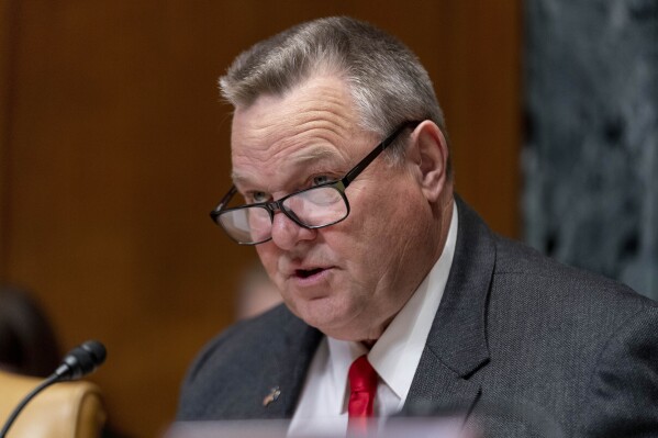 FILE - Chairman Sen. Jon Tester, D-Mont., speaks during a Senate Appropriations Subcommittee on Defense budget hearing on Capitol Hill in Washington, Tuesday, May 2, 2023. Tester is looking to win reelection in a race that could decide control of the Senate. (AP Photo/Andrew Harnik, File)