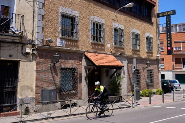 A view shows the exterior of the Casa Pedro restaurant in Madrid, Spain, on May 16, 2025. (AP Photo/Manu Fernandez)