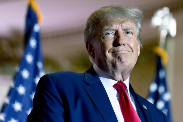 FILE - Former President Donald Trump announces he is running for president for the third time at Mar-a-Lago in Palm Beach, Fla., Nov. 15, 2022. A special grand jury that investigated efforts by then-President Donald Trump and his allies to overturn his election loss in Georgia is expressing concerns that “one or more witnesses” called to testify may have lied under oath. (AP Photo/Andrew Harnik, File)