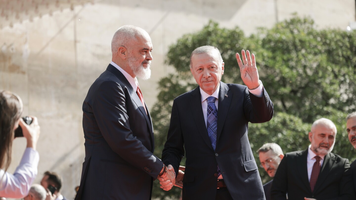 Turkey’s Erdogan inaugurates a Turkish-funded mosque in Albania’s capital