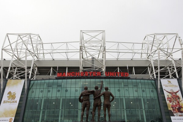 FILE - A general view of Old Trafford stadium on March 11, 2012. John Murtough is stepping down from his position as Manchester United’s football director ahead of the appointment of a new leadership structure at the English club under its new investors. Murtough has worked at United for 11 years in a variety of roles, including in recruitment and the regenerating the academy. (AP Photo/Scott Heppell, File)