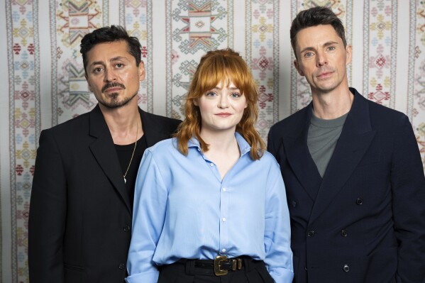 Alexej Manvelov, Leah Byrne and Matthew Goode pose for portrait photographs to promote the television series "Dept. Q" on Tuesday, May 27, 2025, in London. (Photo by Scott A Garfitt/Invision/AP)