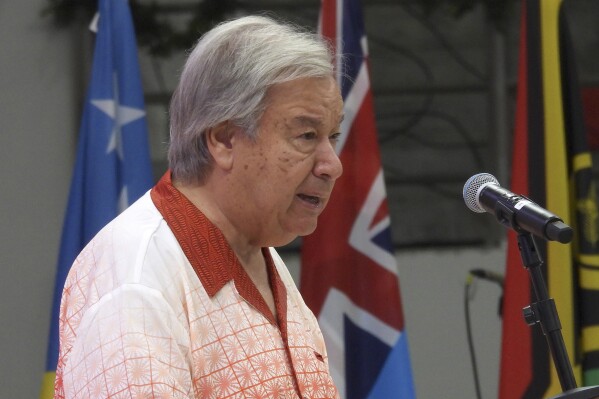 The global disaster of emerging seas particularly imperils Pacific paradises, Guterres says