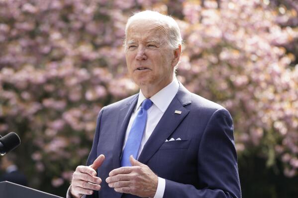 President Joe Biden speaks at Seward Park on Earth Day, Friday, April 22, 2022, in Seattle. (AP Photo/Andrew Harnik)