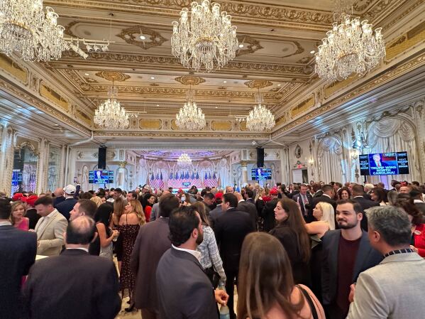 A crowd waits for Donald Trump at a Super Tuesday party at Mar-a-Lago in Palm Beach, Florida on Tuesday (AP Photo/Jill Colvin). 