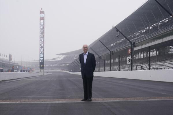 Roger Penske stands on the Yard of Bricks before practice for the Indianapolis 500 auto race at Indianapolis Motor Speedway, Thursday, May 19, 2022, in Indianapolis. Penske took ownership of Indianapolis Motor Speedway just two months before the pandemic closed the country and only now, in his third Indianapolis 500 as promoter, can he throw open the gates and host more than 300,000 guests at “The Greatest Spectacle in Racing.”  (AP Photo/Darron Cummings)