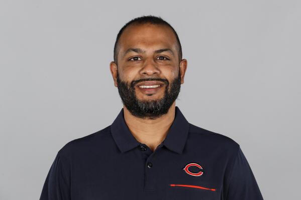 This is a 2021 photo of Sean Desai of the Chicago Bears NFL football team. This image reflects the Chicago Bears active roster as of Friday, April 16, 2021 when this image was taken. The Chicago Bears could be without all three of their coordinators, including Desai, when they host the Minnesota Vikings on Monday, Dec. 20, 2021. (AP Photo)