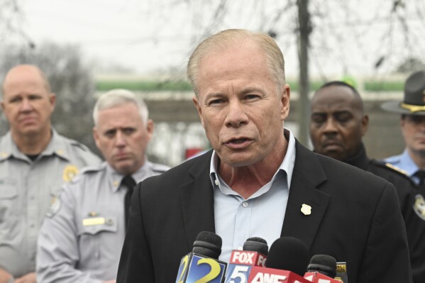 Georgia Bureau of Investigation Director Michael Register speaks during a press conference near Atlanta's planned public safety training center, Wednesday, Jan. 18, 2023, in Atlanta. Register is stepping down after less than a year on the job. Register said he's accepted an offer to serve as public safety director for Cobb County in metro Atlanta. (Hyosub Shin )/Atlanta Journal-Constitution via AP)