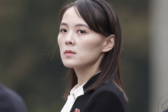 FILE - Kim Yo Jong, sister of North Korea's leader Kim Jong Un, attends a wreath-laying ceremony at Ho Chi Minh Mausoleum in Hanoi, Vietnam, March 2, 2019. On Friday, May 17, 2024, Kim Yo Jong again denied that her country has exported any weapons to Russia, as she labeled outside speculation on North Korea-Russian arms dealings as “the most absurd paradox.” (Jorge Silva/Pool Photo via Ǻ, File)