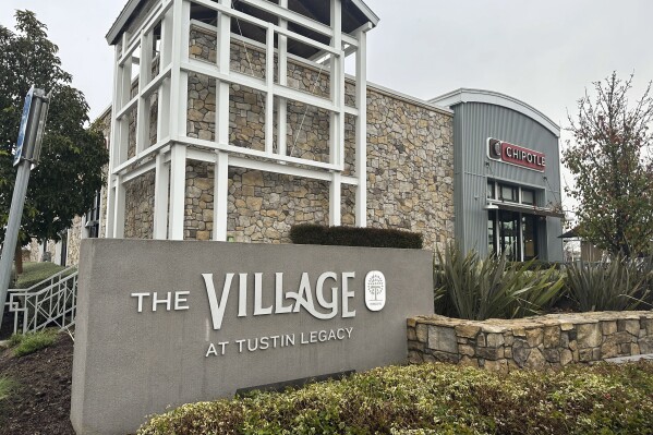 An exterior view of The Village at Tustin Legacy is shown on Tuesday, Feb. 20, 2024 in Tustin, Calif. A Southern California shopping center was closed following reports of an explosion. Multiple law enforcement agencies, including bomb squads from the Orange County sheriff and the FBI, responded to the The Village at Tustin Legacy on Tuesday. (AP Photo/ Eugene Garcia)