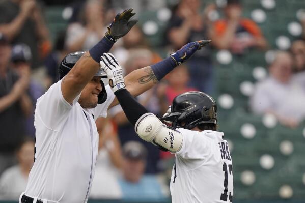 Eric Haase of the Detroit Tigers bats in the fifth inning against the