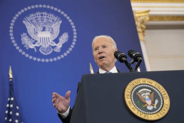 President Joe Biden speaks about foreign policy during a speech at the State Department in Washington, Monday, Jan. 13, 2025. (AP Photo/Susan Walsh)