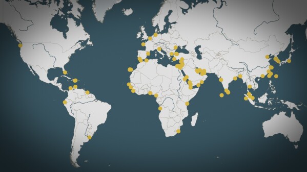 More than 2,000 seafarers on some 150 ships were abandoned last year, according to an AP analysis of U.N. data. (AP graphic: Marshall Ritzel)