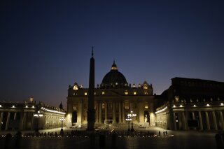 FILE - A file photo of St. Peter's Square at the Vatican, taken on April 10, 2020. According to U.S.-based monitoring group Recorded Future, the Vatican and the Catholic Diocese of Hong Kong have been the targets of alleged Chinese state-backed hackers ahead of talks on renewal of a landmark 2018 deal that helped thaw diplomatic relations. (AP Photo/Alessandra Tarantino)