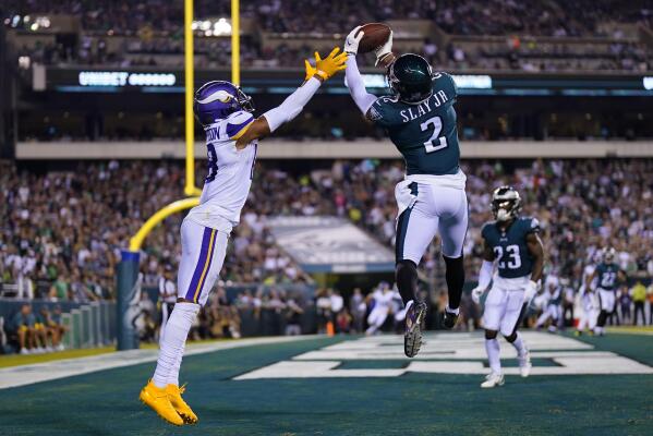 Minnesota Vikings cornerback Cameron Dantzler Sr. (3) in action against the  Philadelphia Eagles during an NFL