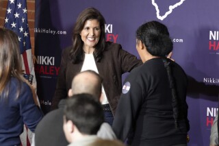 Republican presidential candidate former UN Ambassador Nikki Haley meets with supporters after a campaign rally on Monday, Feb. 5, 2024, in Spartanburg, S.C. (AP Photo/Meg Kinnard)