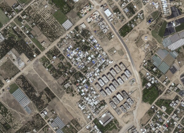 This image provided by Maxar Technologies shows before significant damage in Atatra, northern Gaza, on May 10, 2023. (Satellite image ©2023 Maxar Technologies via AP)