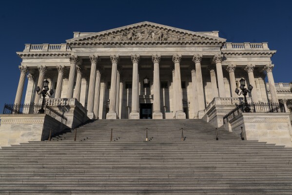 The House of Representatives at the Capitol is seen in Washington, early Wednesday, Oct. 4, 2023, on the morning after House Speaker Kevin McCarthy was voted out of the job in an extraordinary showdown with hard-right conservatives. (AP Photo/J. Scott Applewhite)