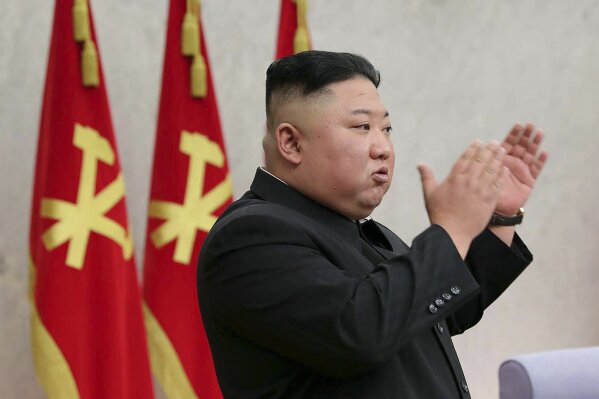 In this photo provided by the North Korean government, North Korean leader Kim Jong Un attends at a meeting of Central Committee of Worker’s Party of Korea in Pyongyang, North Korean, Monday, Feb. 8, 2021. Independent journalists were not given access to cover the event depicted in this image distributed by the North Korean government. The content of this image is as provided and cannot be independently verified. (Korean Central News Agency/Korea News Service via AP)