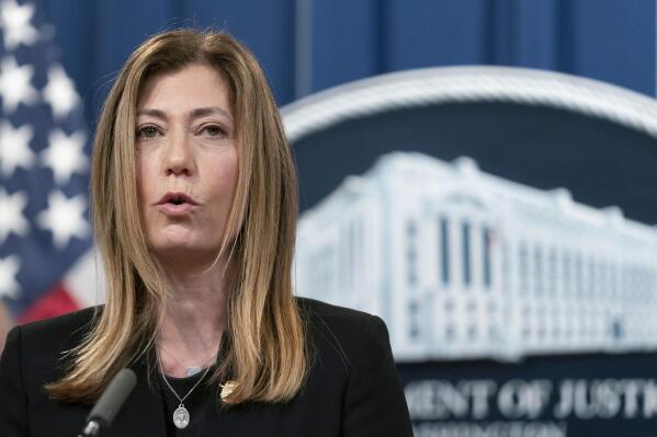 FILE - Drug Enforcement Administration Administrator Anne Milgram speaks during a news conference at the Department of Justice in Washington, Tuesday, Oct. 26, 2021. After nearly two years and at least $1.4 million spent, the U.S. Drug Enforcement Administration on Friday, March 24, 2023, released an external review of its overseas operations that gave short shrift to recent corruption scandals and offered a series of recommendations that critics dismissed as overly vague. (AP Photo/Manuel Balce Ceneta, File)