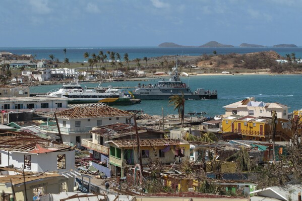 Homes sit destroyed by Hurricane Beryl in Clifton, Union Island, St. Vincent and the Grenadines, Thursday, July 4, 2024. (AP Photo/Lucanus Ollivierre)