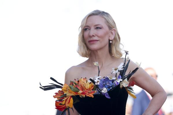 Cate Blanchett poses for photographers upon arrival at the premiere of the film 'Tar' during the 79th edition of the Venice Film Festival in Venice, Italy, Thursday, Sept. 1, 2022. (Photo by Vianney Le Caer/Invision/AP)
