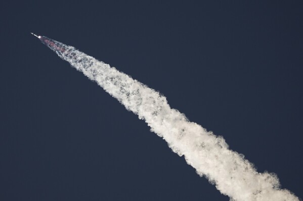 SpaceX's mega rocket Starship launches for a test flight from Starbase in Boca Chica, Texas, Saturday, Nov. 18, 2023. (AP Photo/Eric Gay)